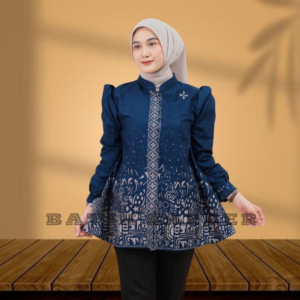 batik wanita modern terbaru 2022 kerja lengan panjang pendek kantor