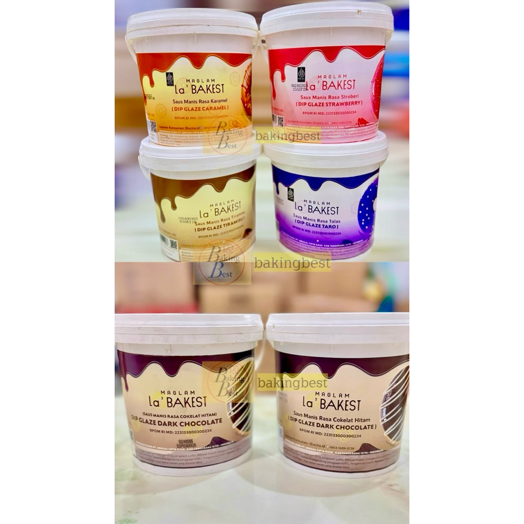 BEST SELLER  Glaze 1 kg Maglam La'Bakest Caramel,Dark Coklat,Strawberry,Taro,Tiramisu,Susu,Matcha