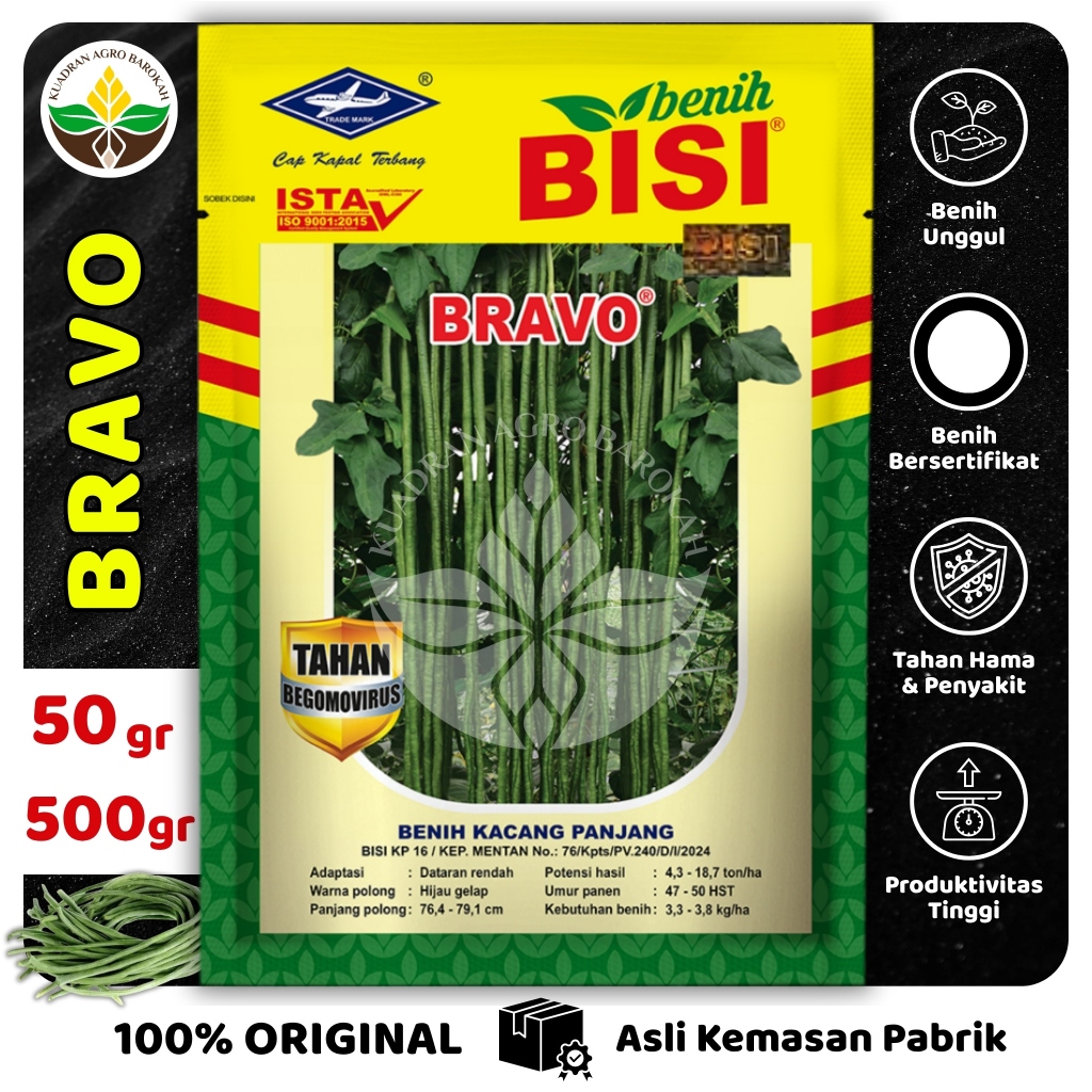 Benih Kacang Panjang BRAVO 50 gr 500 gr - BISI Cap Kapal Terbang