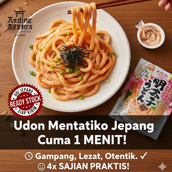 Ebara Putchitto Udon Mentaiko - Nikmati Udon Mentaiko Pedas Jepang di Rumah, Praktis 4 Porsi