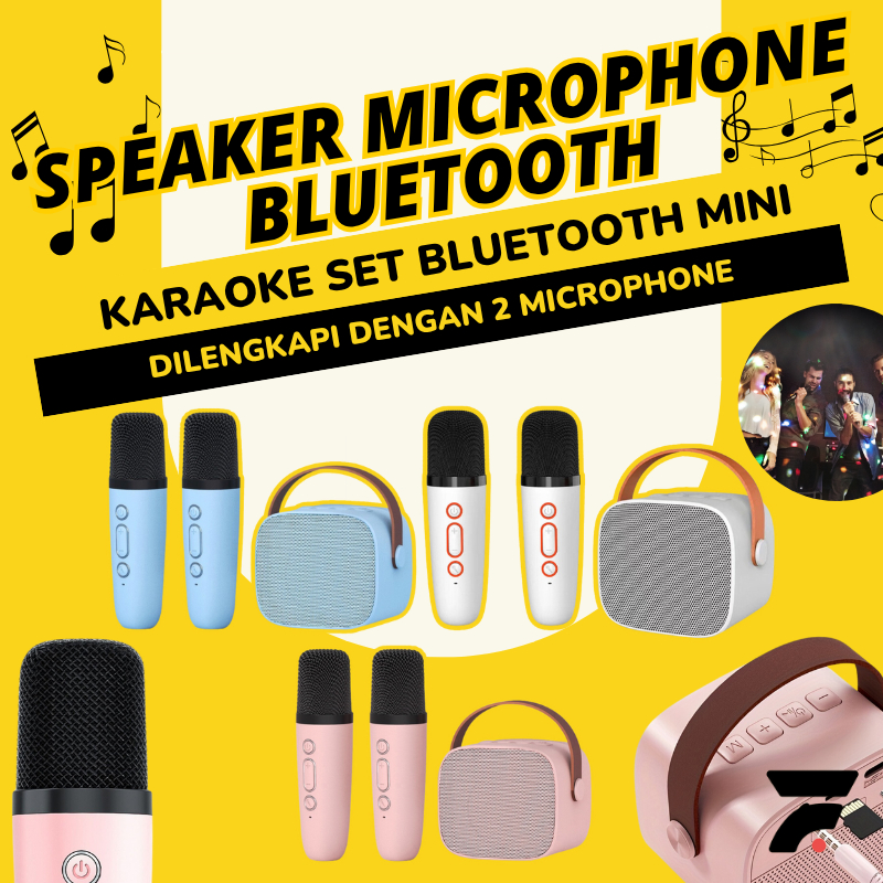Speaker Bluetooth Wireless Super SoundBar Bas Full Bass Bigbass Karaoke Karoke Set 2 Mic Michrophone