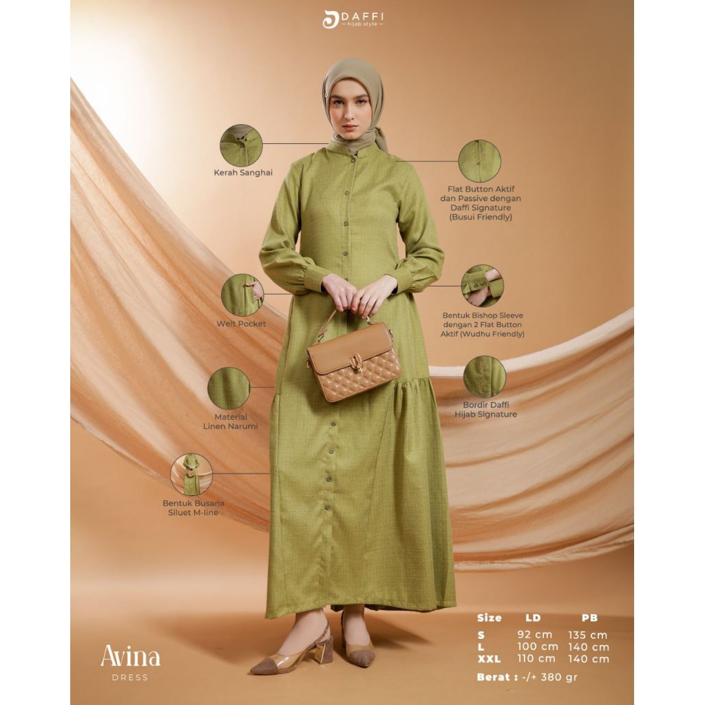 Dress Daffi Avina Series dress gamis busui friendly wudhu friendly ORI Daffi