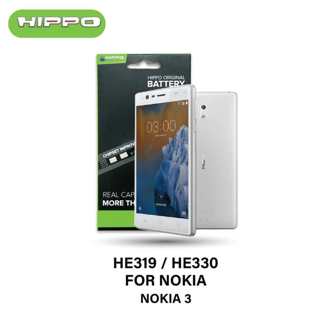 Hippo Baterai Nokia HE319 / HE330 Nokia 3 3000mAh Battery Batere Batrai Batre Original Cell Garansi 
