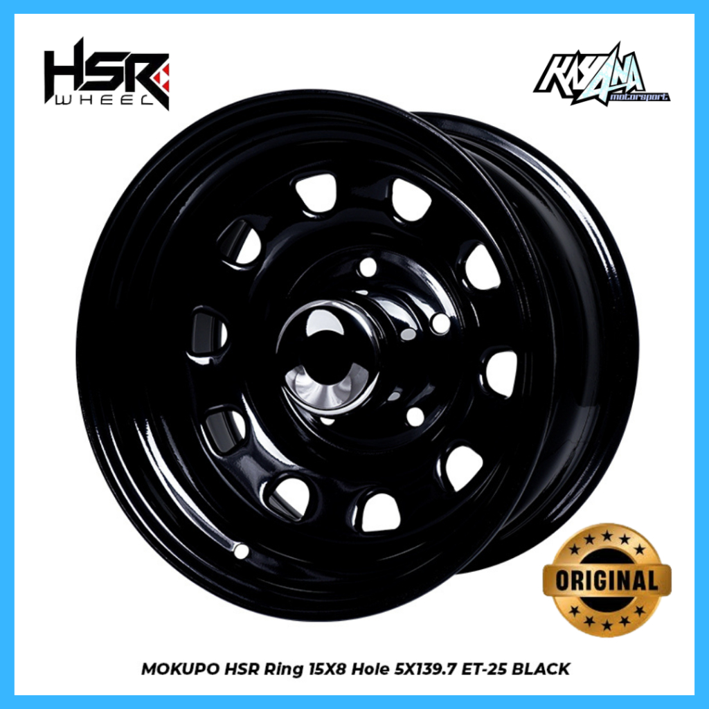 Velg Mobil HSR Mokupo Ring 15 Velg Steel Besi Daytona R15 PCD 5X139 Cocok Jimny Katana Feroza Taft