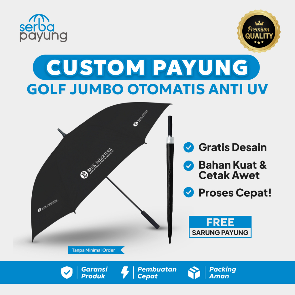 SERBA PAYUNG - Souvenir Payung Custom Golf Otomatis Jumbo Anti UV // Payung Custom Logo // Payung Cu