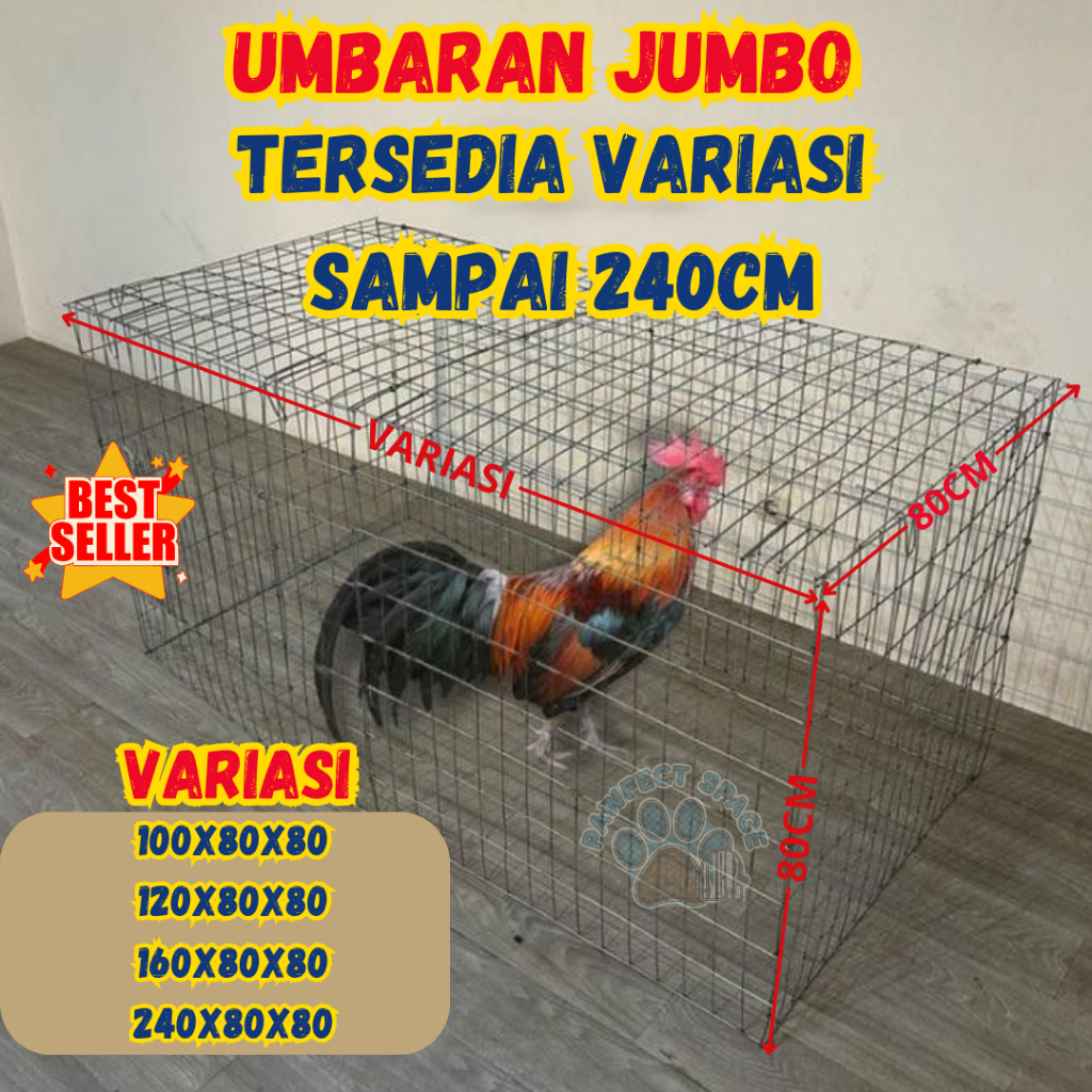 KANDANG UMBARAN KOTAK JUMBO 100X80X80|120X80X80|160X80X80|240X80X80| GALVANIS ANTI KARAT 3MM