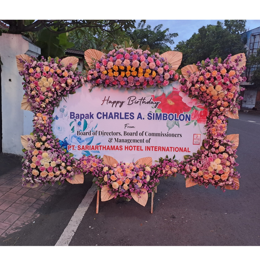 Rangkaian Bunga Papan Printing Full Bunga / Papan Letter / Papan Ucapan / Florist Bali