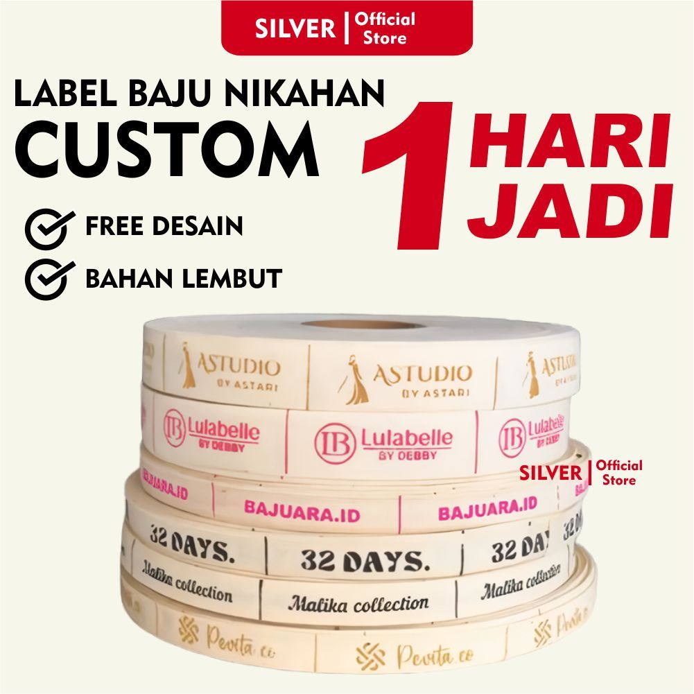 50pcs Label Baju Nikah Bridesmaid / Label Hijab / Label Woven Damask Subtitute