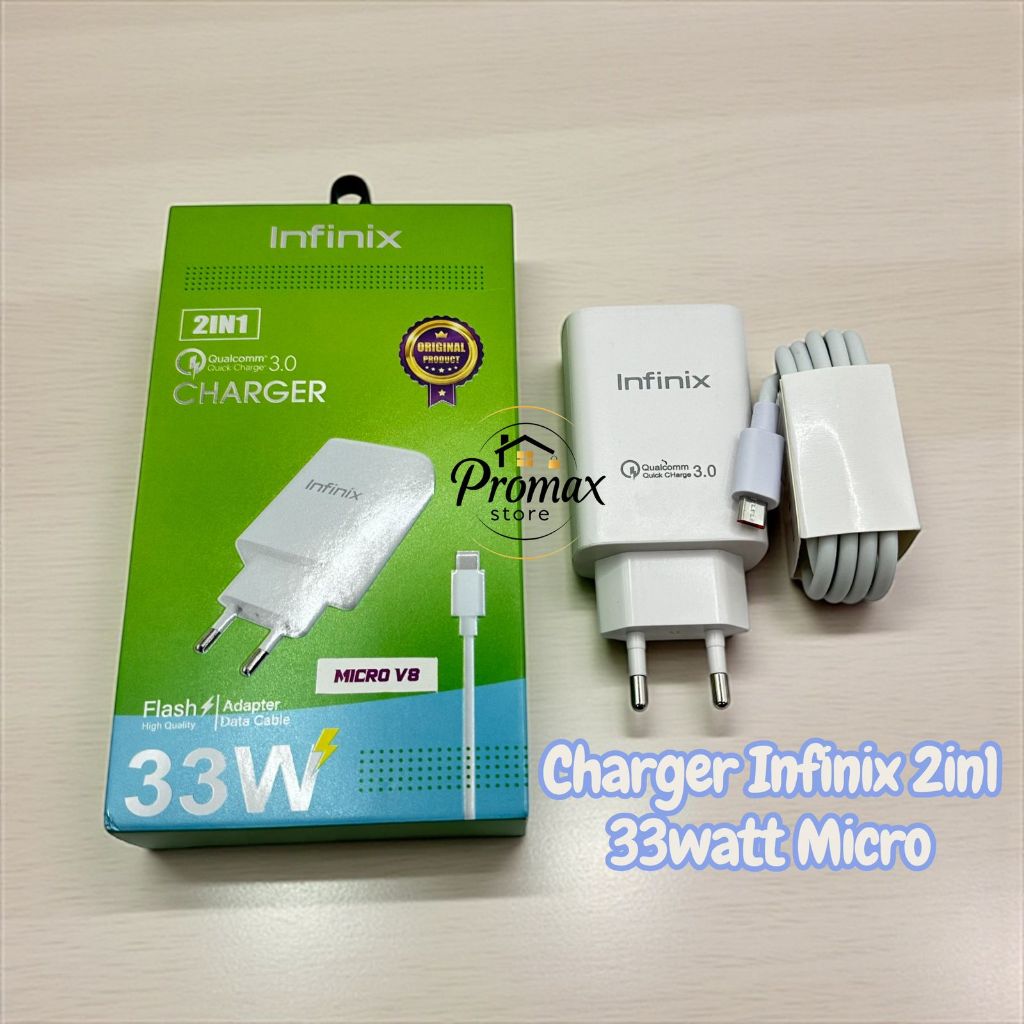 PM - Charger Infinix 2in1 33watt Fast Charger Micro Type C | Casan Infinix 33watt