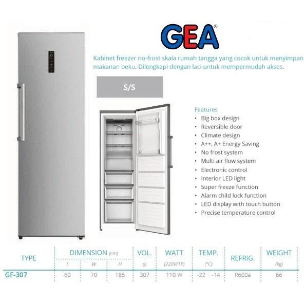 GEA GF 307 Stainless Steel Upright Freezer GF307 - 307 Liter