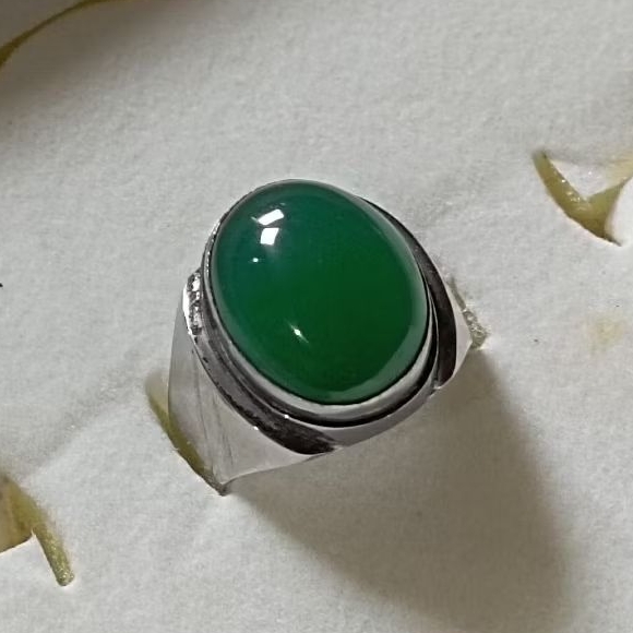 Cincin Batu Hijau Bacin Top Qualty Natural Ring perak bali