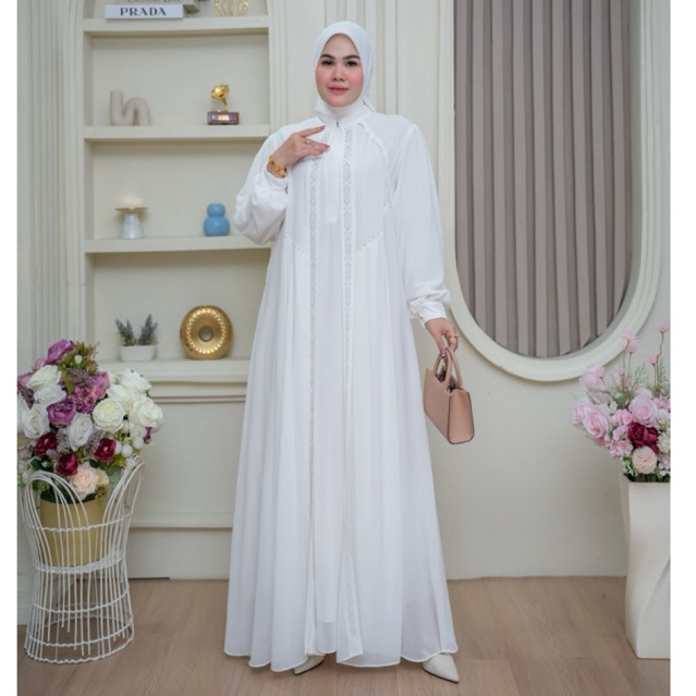 Gamis set hijab LD 120 cm Ceruty  semi outer terbaru
