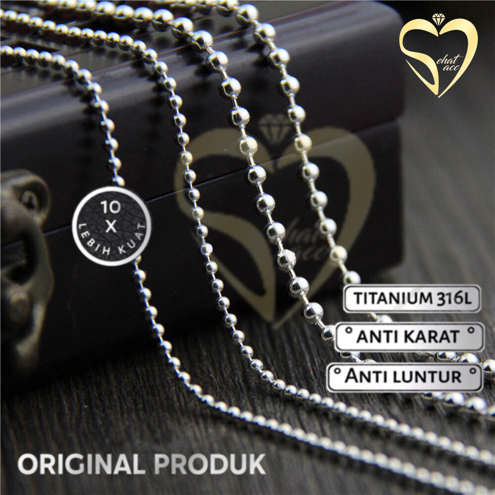 Kalung Rantai MCI Model Bola Biji Lada Baja Stainless Tidak Karat Tidak Luntur Choker Kesehatan