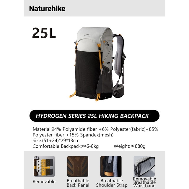 TAS GUNUNG ULTRALIGHT BAG HYDROGEN 25L BACKPACK NATUREHIKE CNK2550XB010