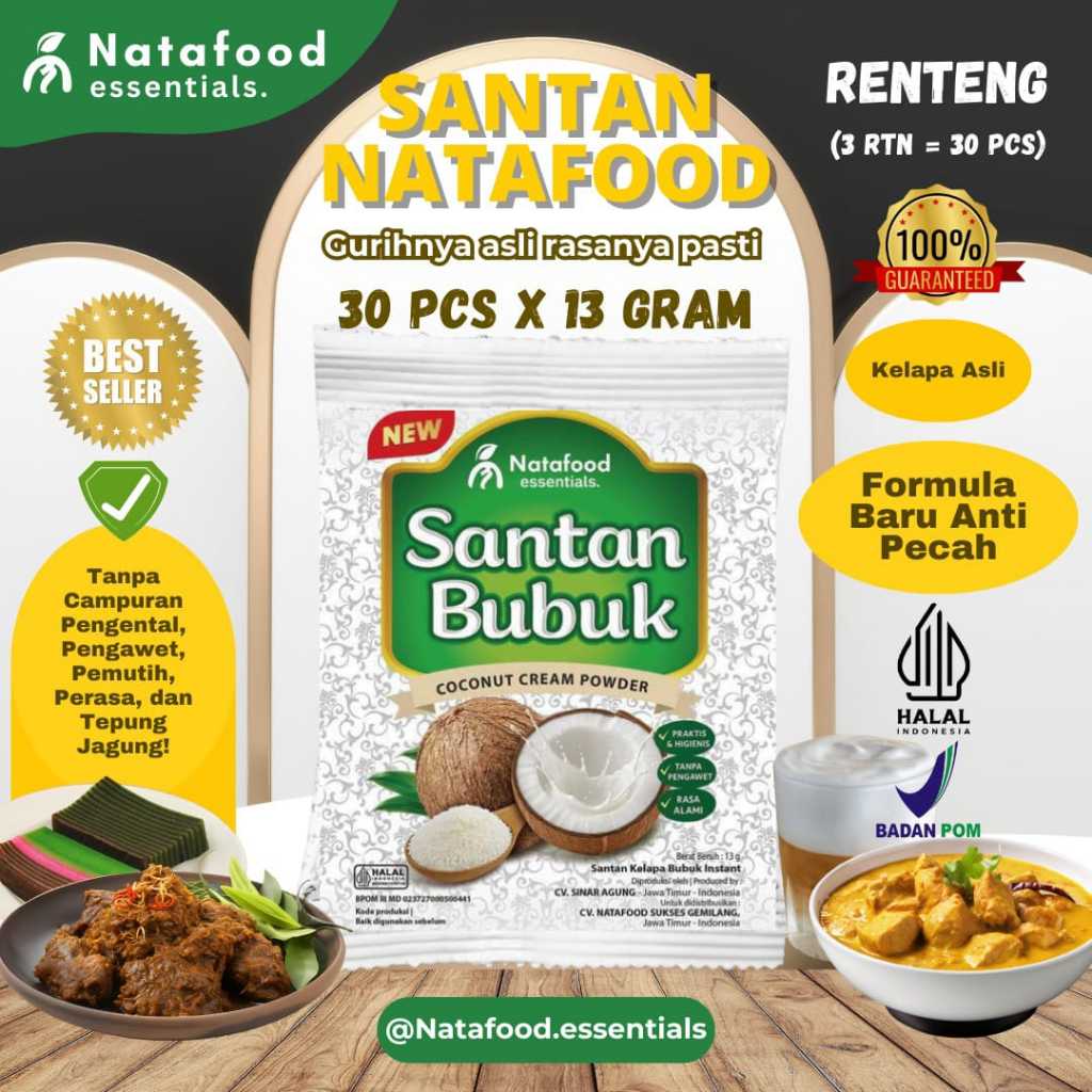 (SANTAN Bubuk 3 Renceng) Natafood Santan Bubuk 3 Renceng Isi 13gr per pcs