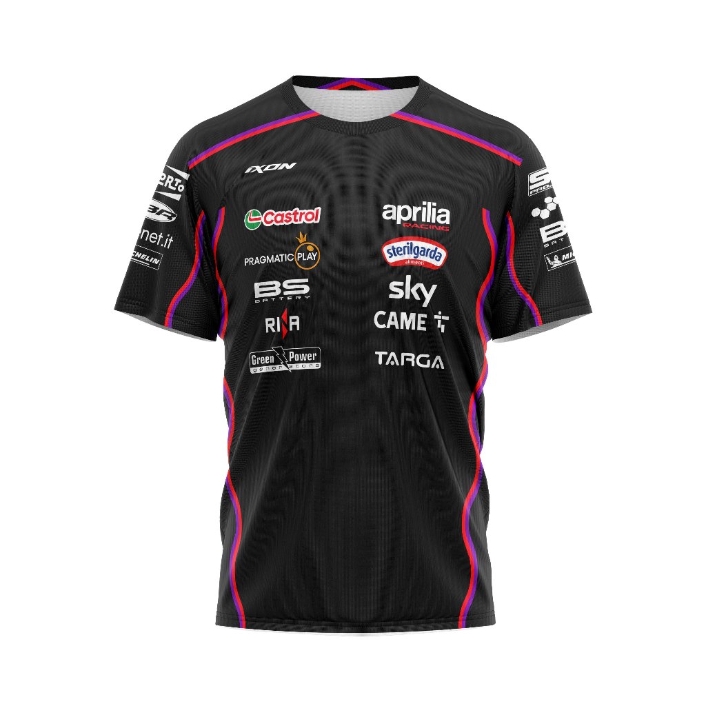 Baju Pria Dewasa Kaos T-Shirt Jersey Moto GP APRILIA RACING TEAM 2025 Custom Full Print