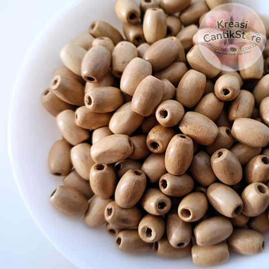 Manik-Manik / Mote Kayu / Manik Kayu Lonjong Ukuran Besar Warna-Warni Bahan Craft Kerajinan Tangan