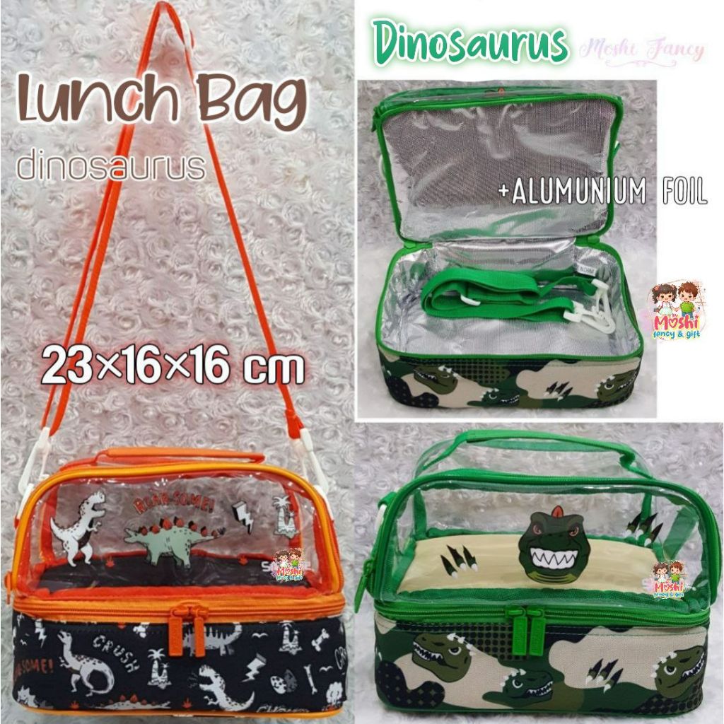 Tas Bekal Anak Smiggle Selempang Motif Dino / Tas Makan Mika Smiggle Motif Mobil / Lunch Bag Mika Sm