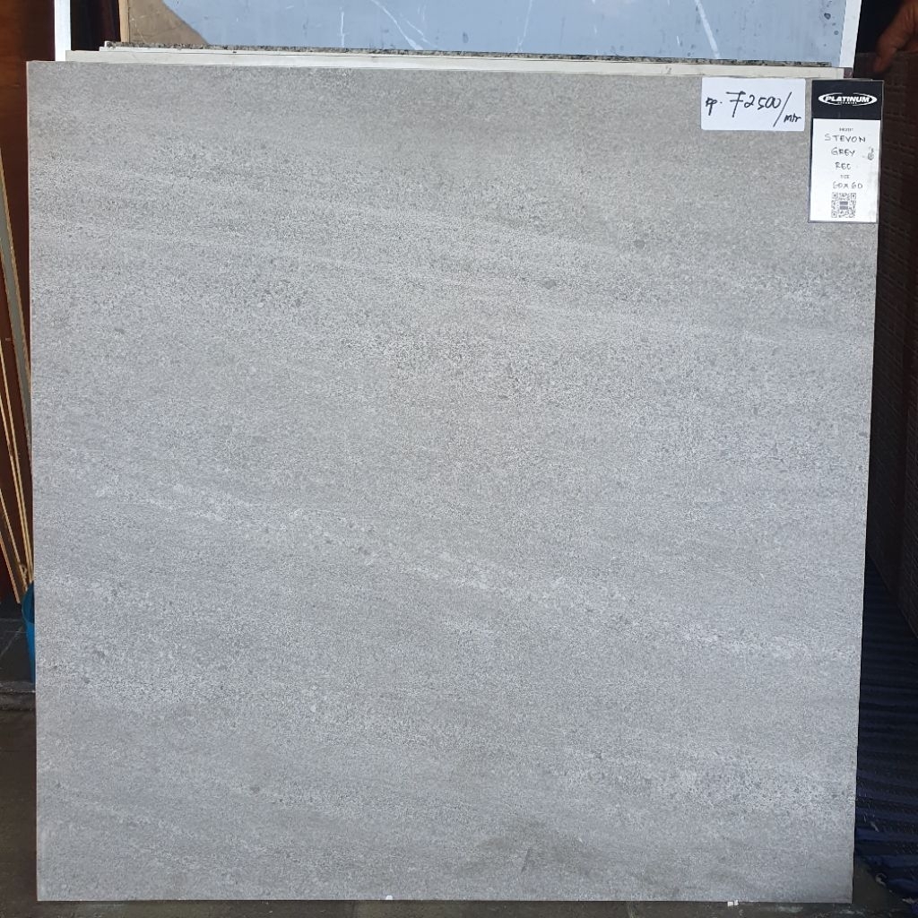 keramik lantai kamar mandi garasi teras balkon ruang tamu kamar rumah PLATINUM 60x60 Stevon GREY abu