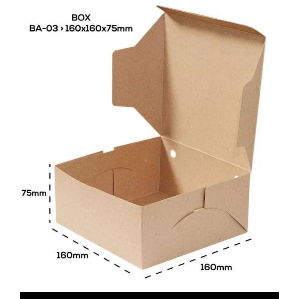 snack box dus nasi 160x160x75 mm warna coklat tidak laminasi minimum order 1 pack isi 500 PCS