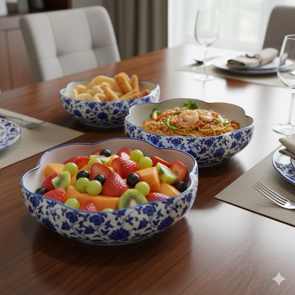 mangkok kanzai ulir/mangkok kanzai keramik biru putih