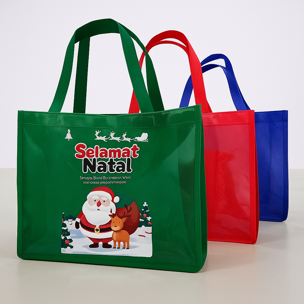 Goodie bag Natal tas hampers Tas Lebaran Mika Transparan Print Bingkisan Hampers Lebaran Idul Fitri