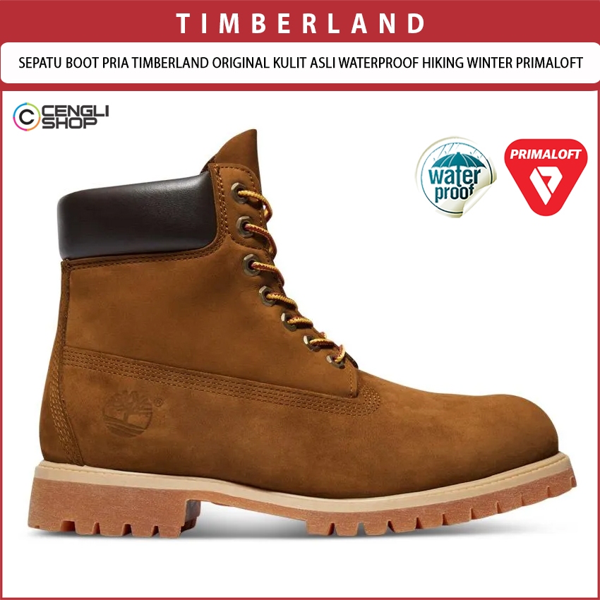 SEPATU BOOT PRIA TIMBERLAND BOOTS ORIGINAL KULIT ASLI WATERPROOF HIKING WINTER PRIMALOFT TM55