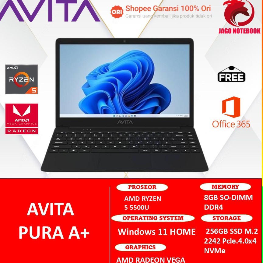 AVITA PURA A+ RYZEN 5 5500 8GB 512GB W11 14.0FHD