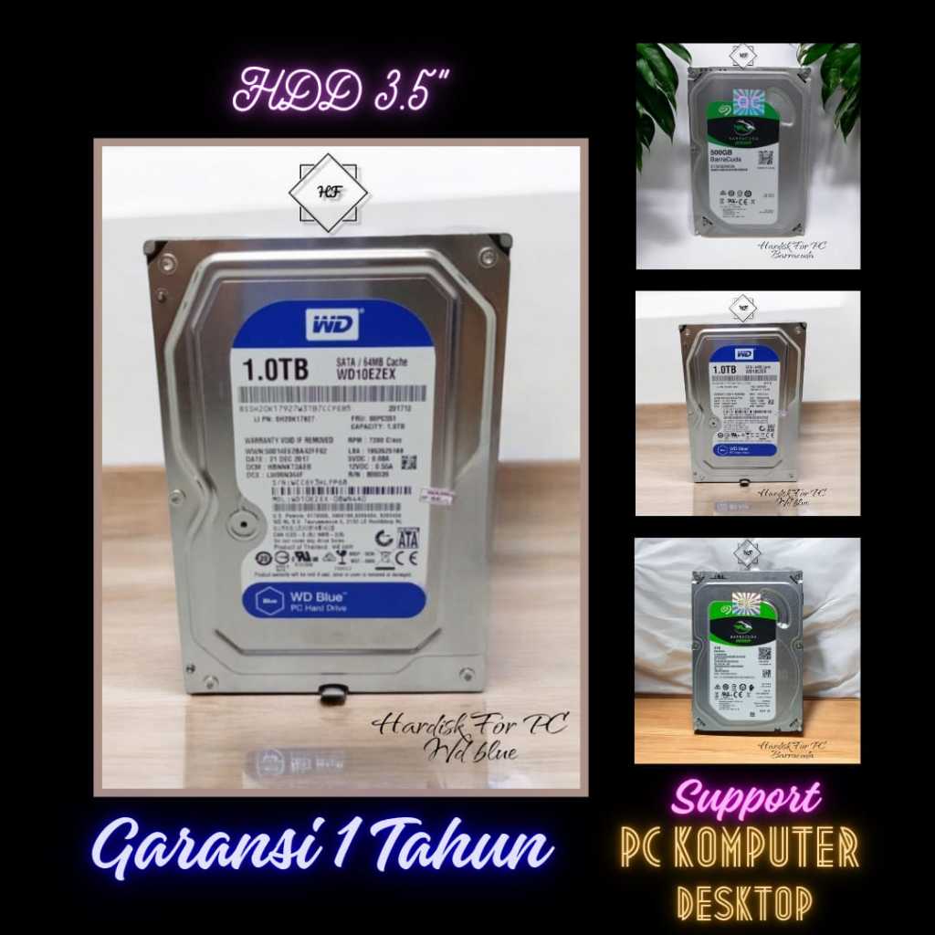 HARDISK PC 500GB /1TB/ 2TB/3TB WD BLUE /BARRA*CUDA SATA 3,5" INCHI -HDD PC CPU BARU 0 DAYS Promo Bes