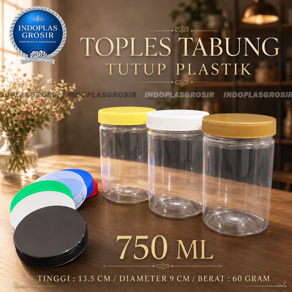 INDOPLASGROSIR Toples 750ml, Toples Tabung 750ml, Toples Plastik