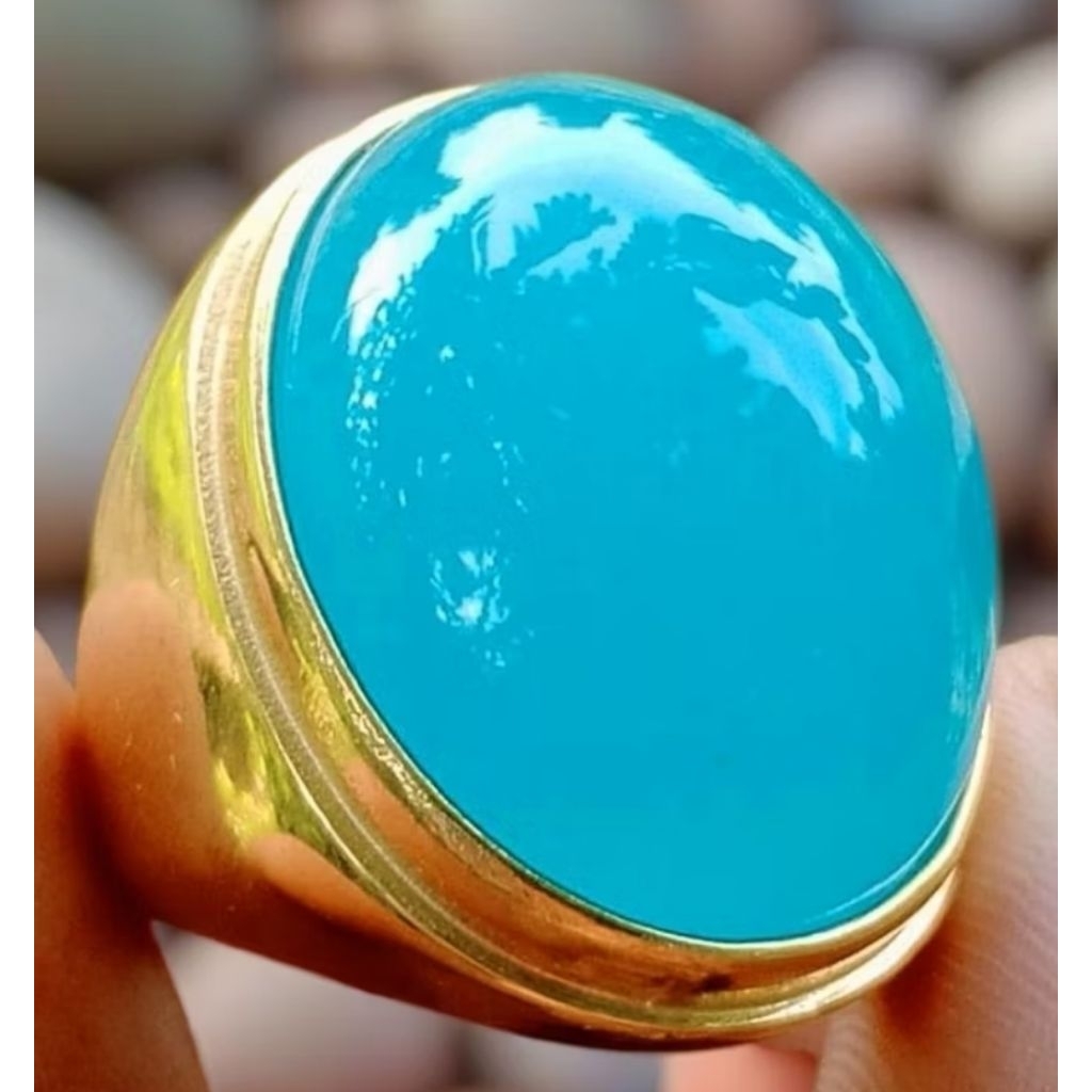 Batu Akik bluish green chrysocola bacan biru crystal