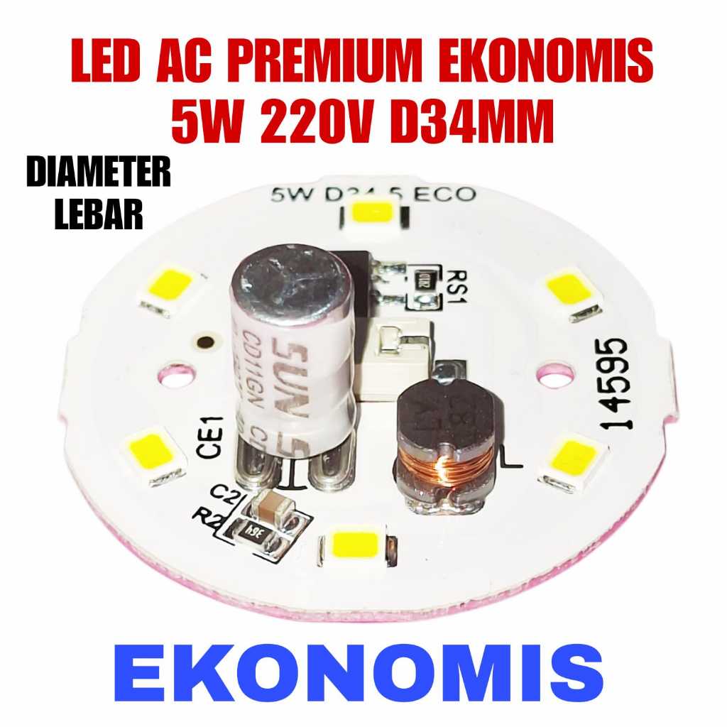 PCB LED AC PREMIUM EKONOMIS 5W PCB LEBAR 220V DIAMETER 34MM - LED AC EKONOMIS 5W 220V