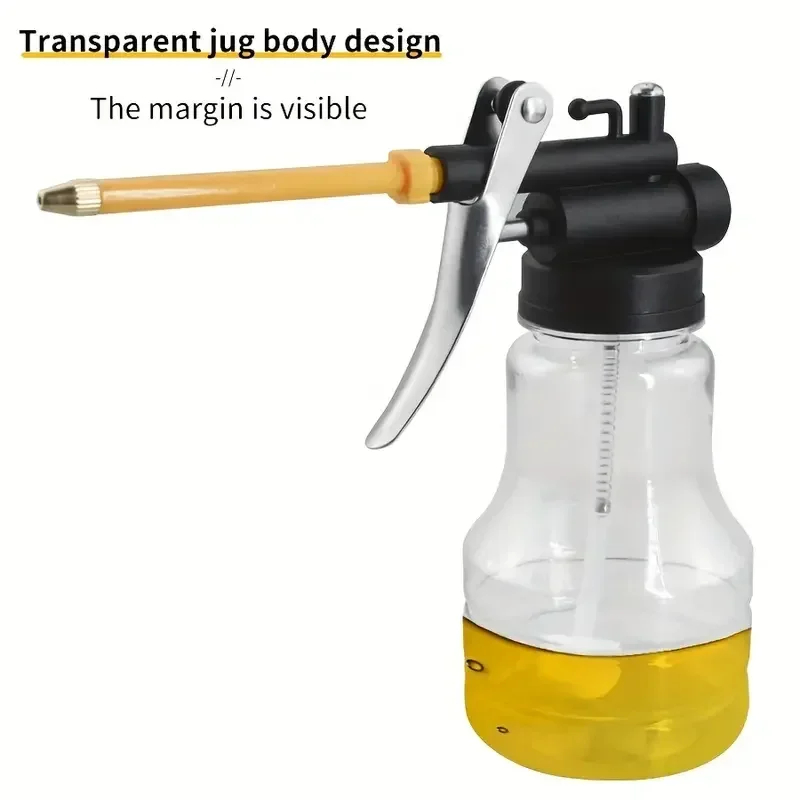 Botol Minyak Gemuk Semprotan Grase Gun 250ml pompa oli tekanan tinggi pelumas transparan mesin mekanik alat tembak semprotan tabung plastik ujung kuningan bengkel Mesin motor mobil sepeda rantai jahit anti bocor bening manual perawatan serbaguna injektor