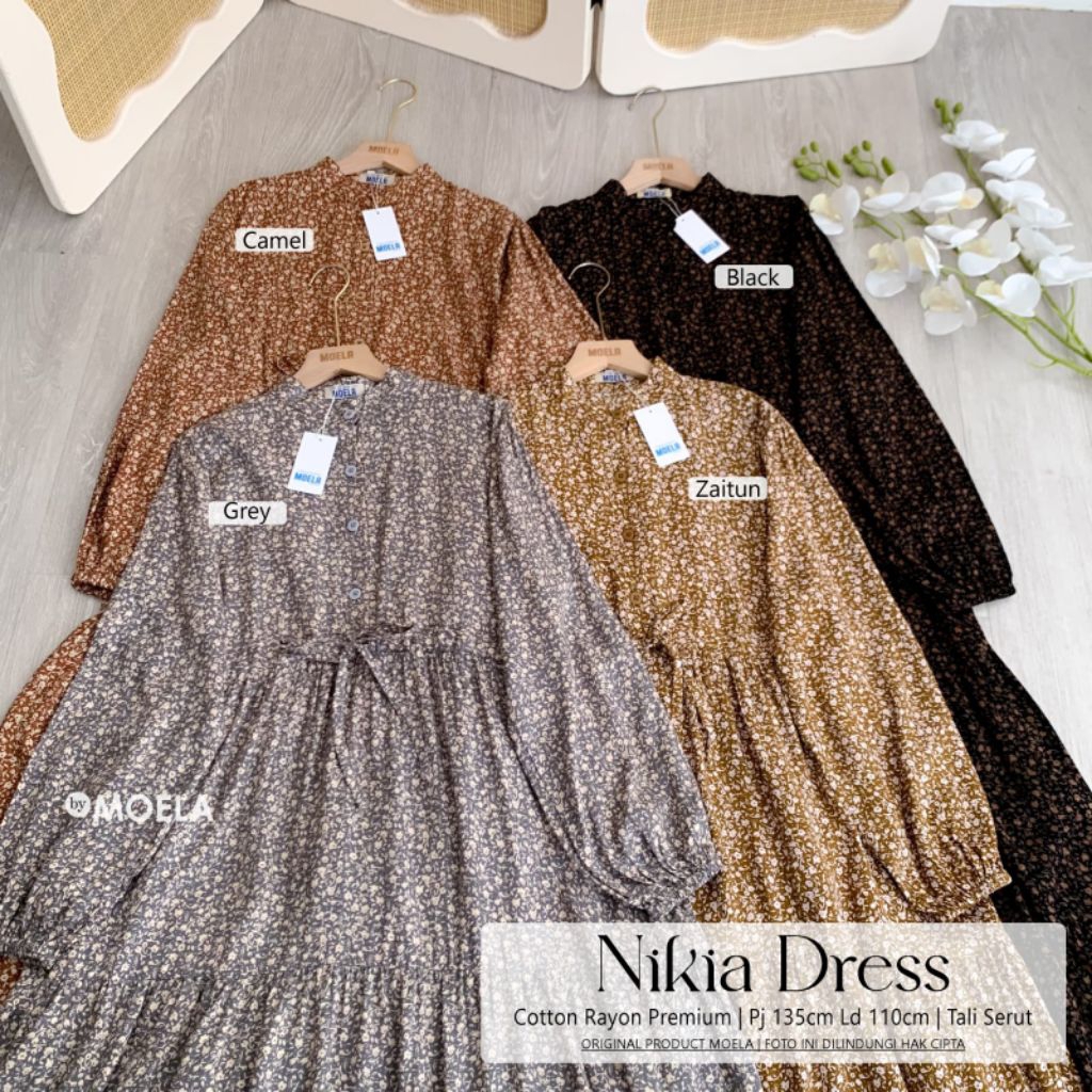 Moela Berlabel Nikia Dress Gamis Jumbo Allsize Busui Premium Catton Rayon Original