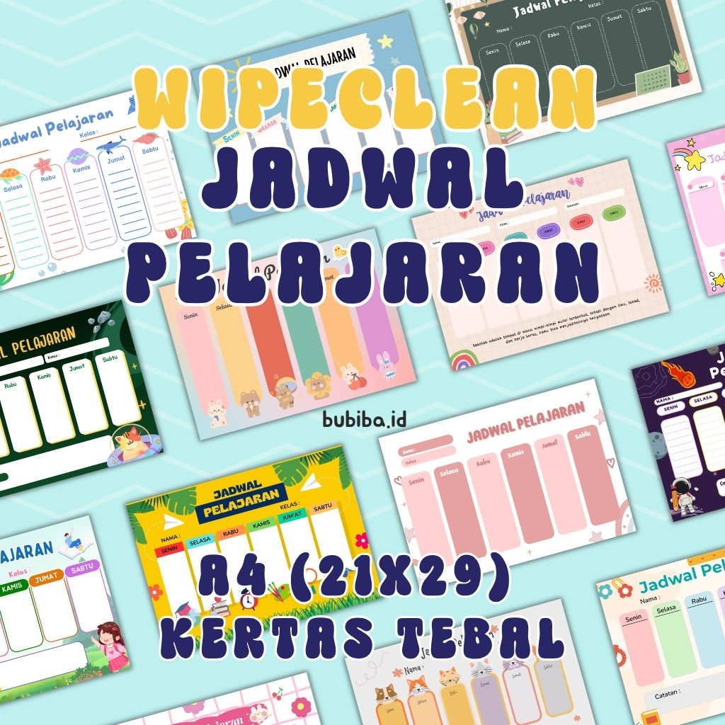 POSTER JADWAL PELAJARAN A4 WIPECLEAN/POSTER DINDING EDUKASI JADWAL PELAJARAN