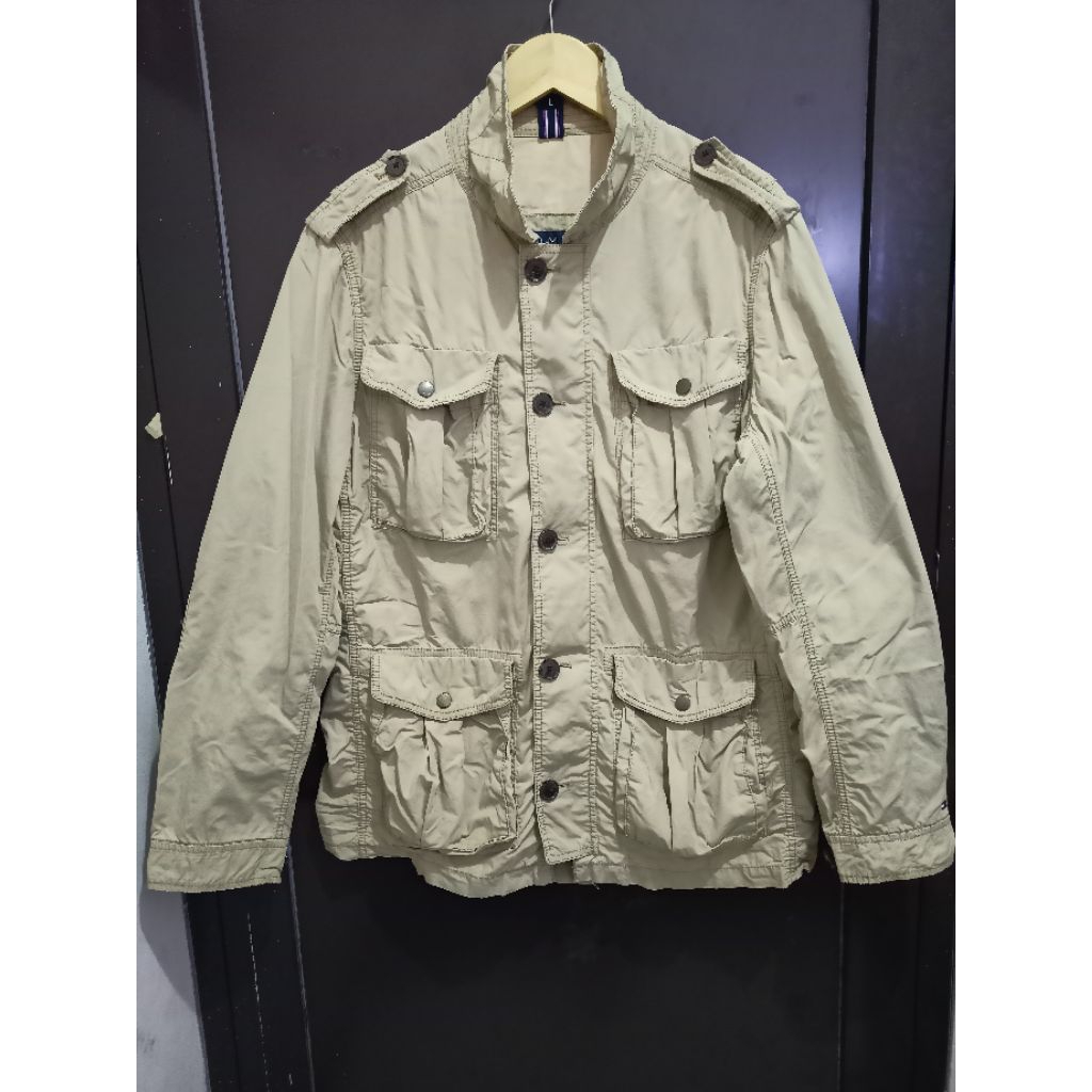 JAKET PARKA MODEL TACTIKAL M65 BAHAN KATUN POLYESTER WARNA KHAKI MEREK TOMHIL SIZE XL