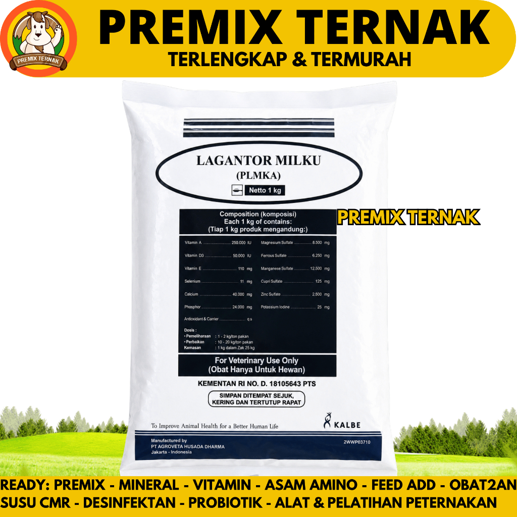 LAGANTOR MILKU 1 KG - Premix Mineral Vitamin Peningkat Produksi Susu & Pertumbuhan Sapi Perah