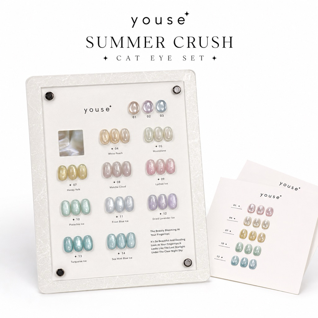 YOUSE SUMMER CRUSH CAT EYE SILKY FOR NAIL GEL POLISH SET ISI 10 WARNA FREE FRAME