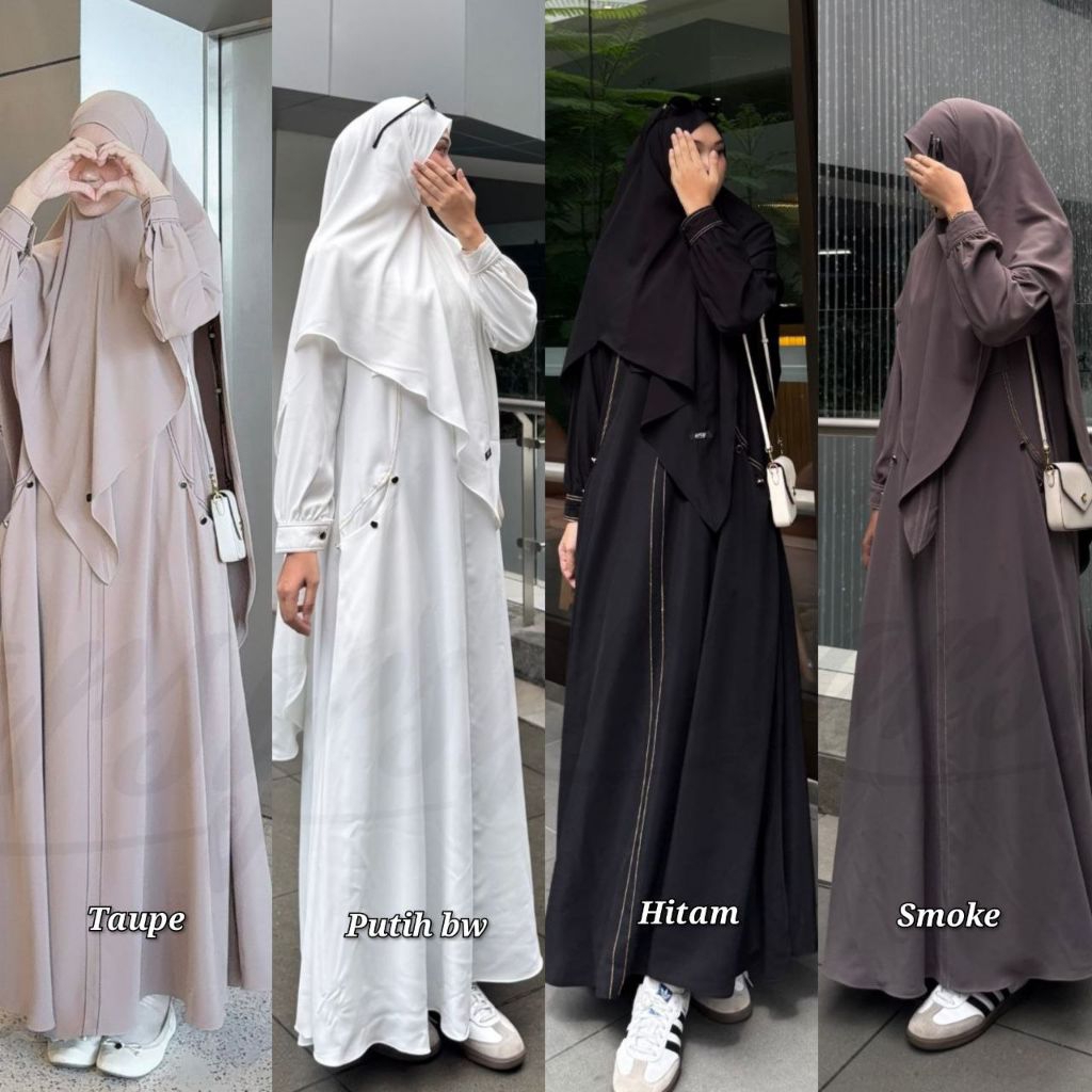 JAUHARA SET SYAR’I BY ARSY HIJAB KHIBAN KHIMAR BANDANA GAMIS SERAGAM SYARI UMROH HAJI GAMIS ELEGAN