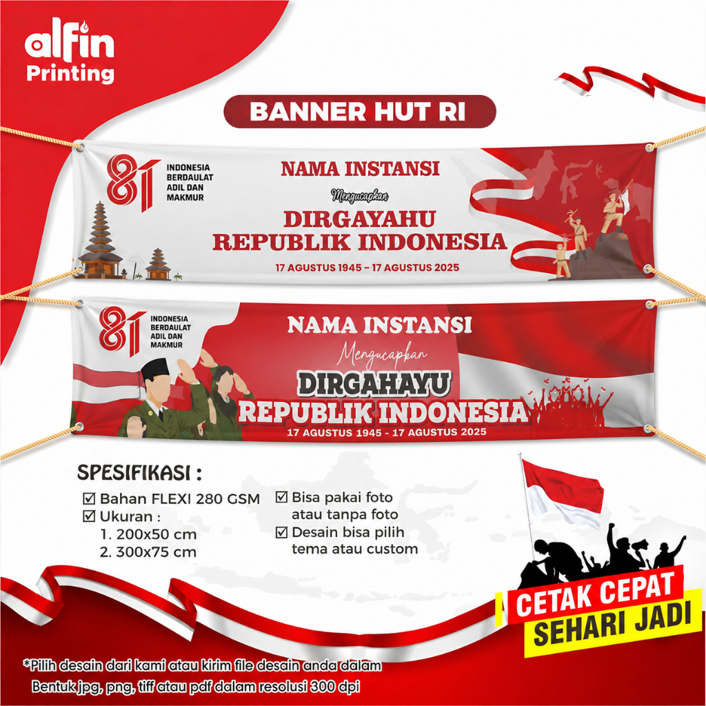Banner 17 Agustus / spanduk / mmt / backdrop / kemerdekaan Indonesia / HUT RI ke 81 2026