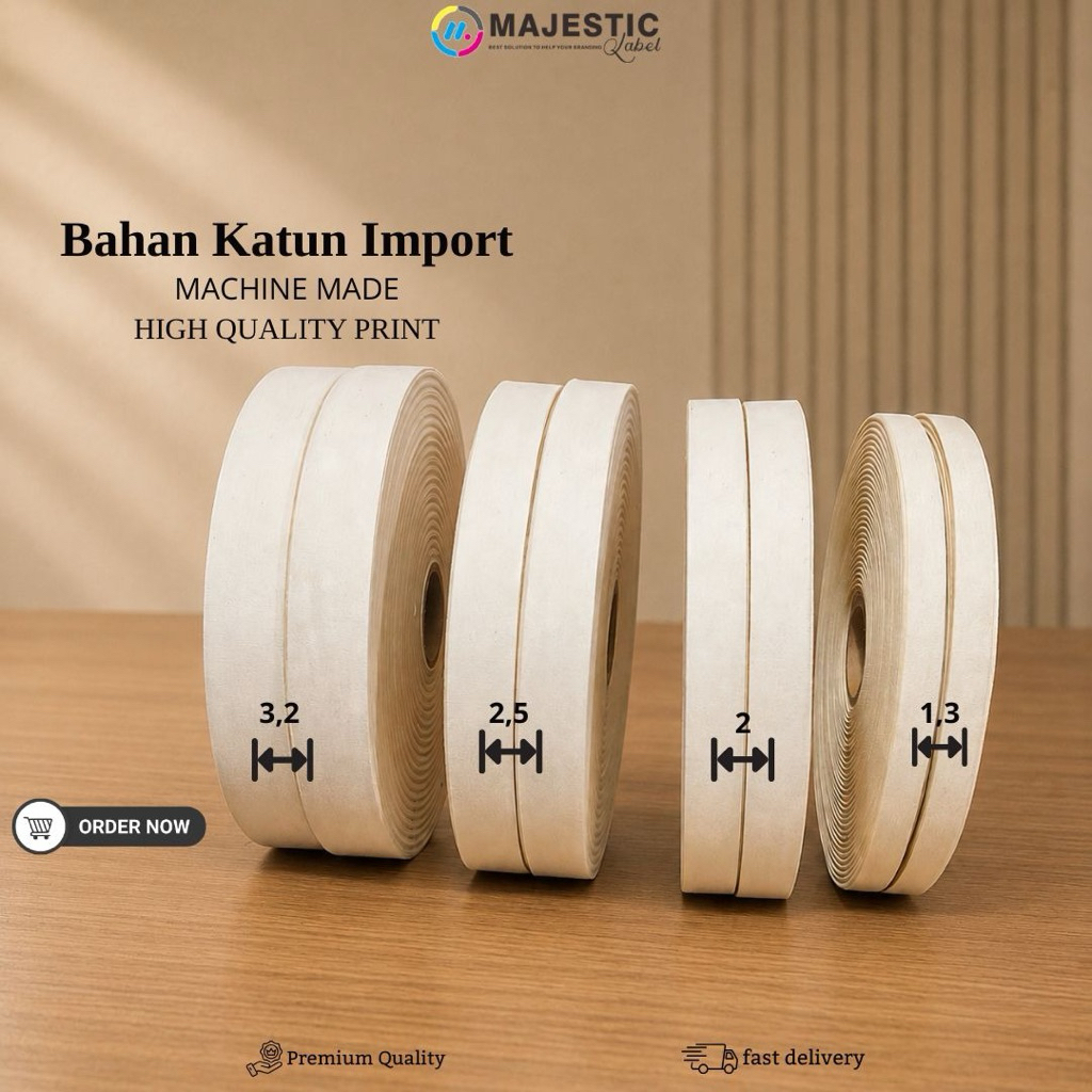 bahan cotton import halus/bahan label polos/bahan piterban polos/panjang 50 meter
