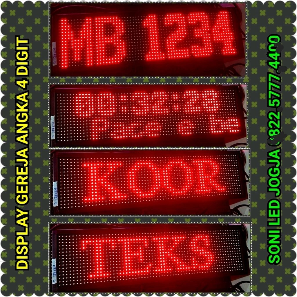 Display Gereja (Satu layar ) penampil  halaman kitab / no lagu versi Led 4 digit angka mak 9999 KOOR