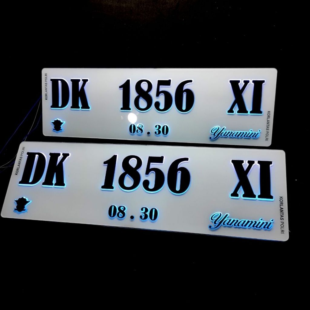 Plat Akrilik Mobil LED Huruf Timbul