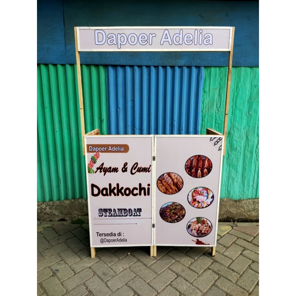Gerobak Kayu kekinian/ booth portable lipat/ booth usaha/ gerobak jualan/ gerobak makanan