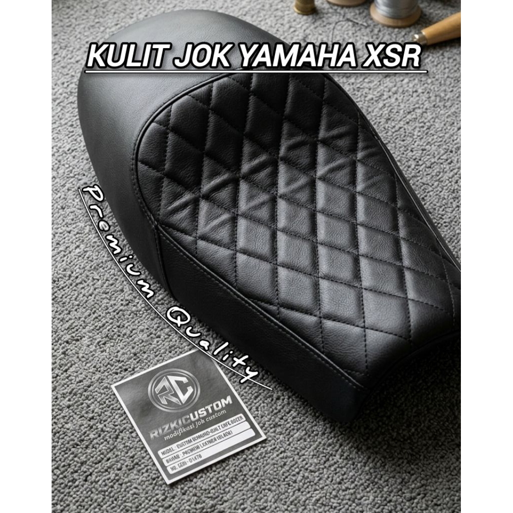 Kulit Jok Mbtech Custom Yamaha Xsr 155 Retro Premium, Cover Kulit Jok Modifikasi Yamaha Xsr 155, Kul