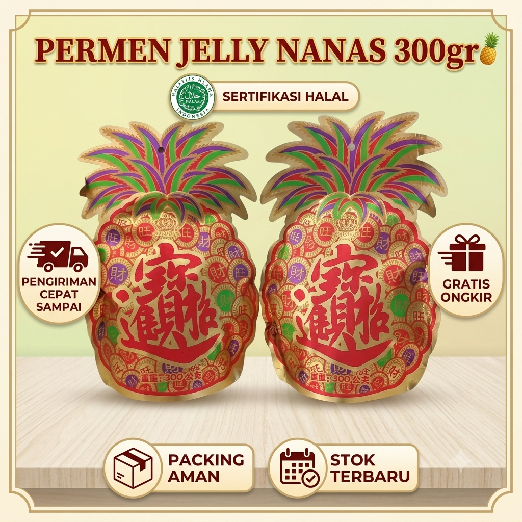 Permen Jelly Nanas 300gr / Permen Imlek Aneka Rasa / Permen Imlek Nanas Halal