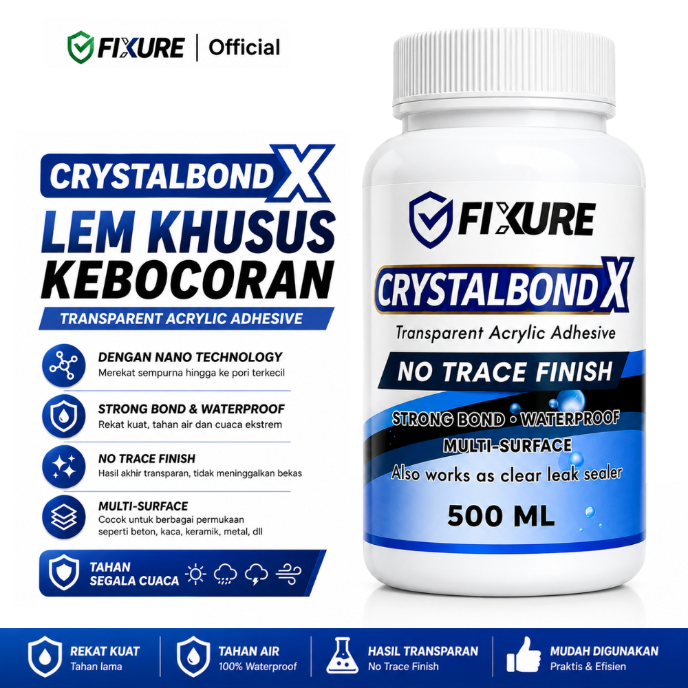 CRYSTALBOND X 500ml Lem Anti Bocor Serbaguna Transparan Waterproof Coating Pelindung Retak & Bocor