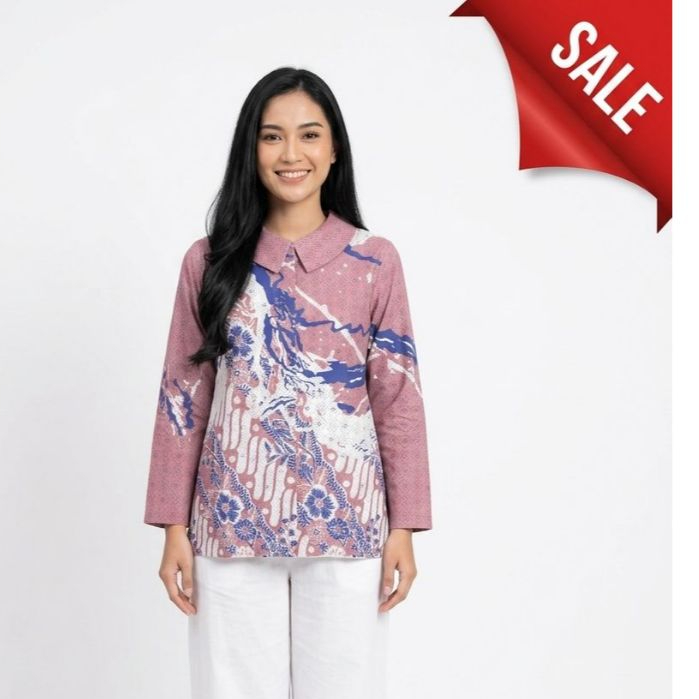 BLUS BATIK | BLUS KATUN PINK SOFT PARANG | BATIK PREMIUM | BATIK MURAH