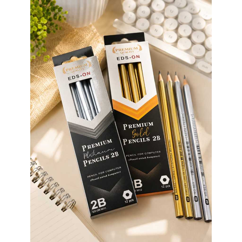 PENSIL 2B EMAS GOLD PENSIL 2B POLOS BERKUALITAS BAGUS MURAH PENSIL KAYU 2B PENSIL SERUT KAYU
