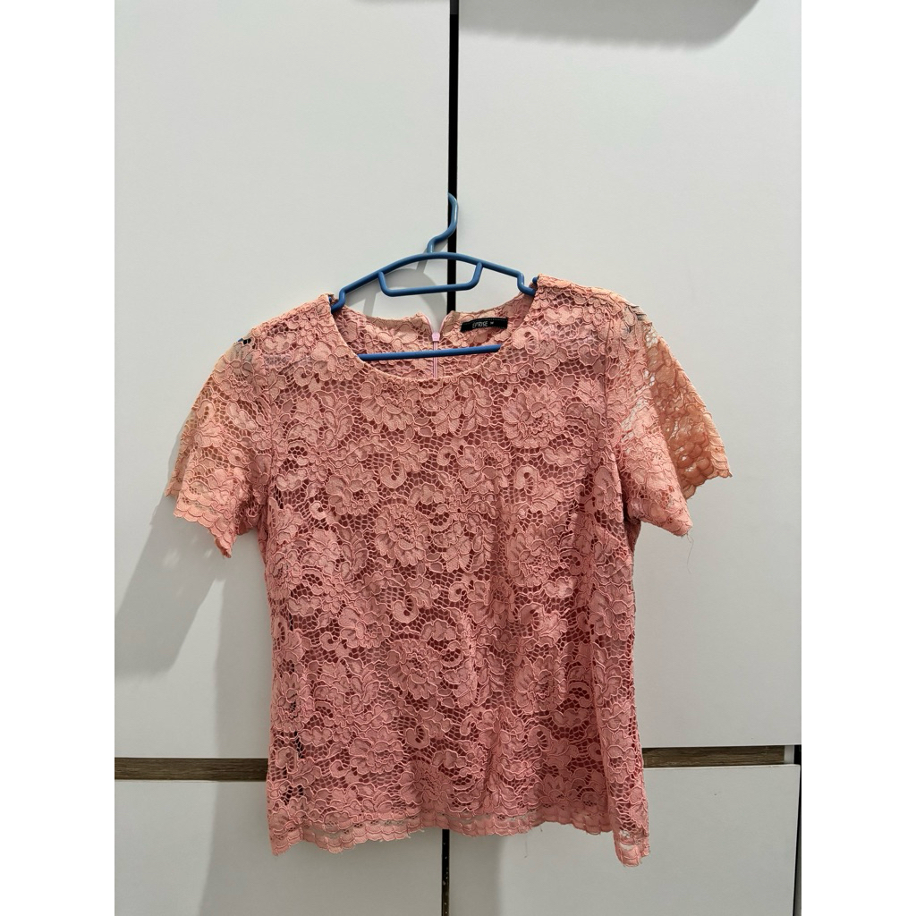 Preloved Kebaya Modern Brokat Soft Pink
